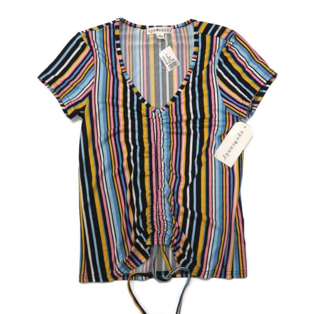 Eye Candy Women Large Candy‎ Stripe Blouse Top